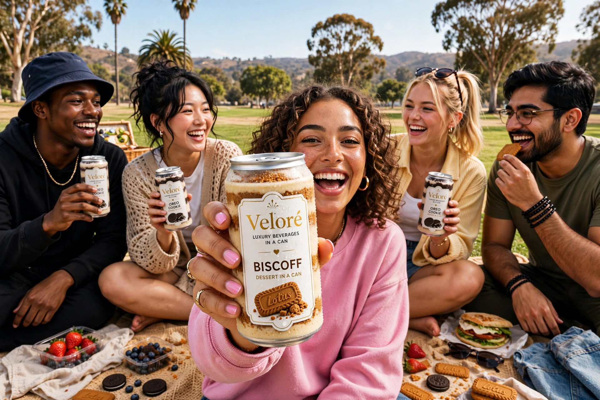 Veloré dessert-in-a-can promotional lifestyle campaign