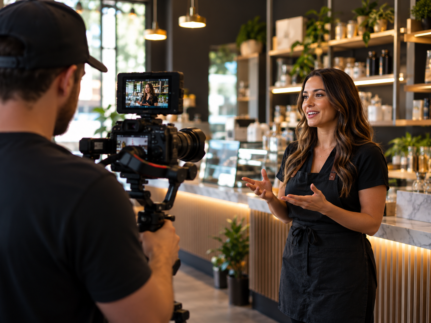 Promotional video production for a local business
